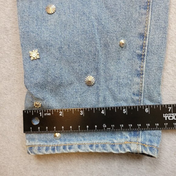 H&M &Denim Vintage Fit High Waist Jeans Womens 27 Studded Light Wash Button Fly - Picture 11 of 11